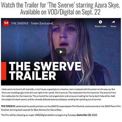 Watch the Trailer for ‘The Swerve’ starring Azura Skye, Available on VOD/Digital on Sept. 22